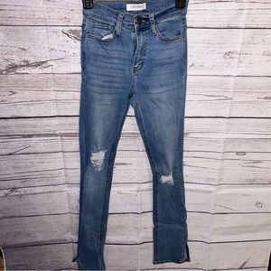 Vibrant ripped jeans